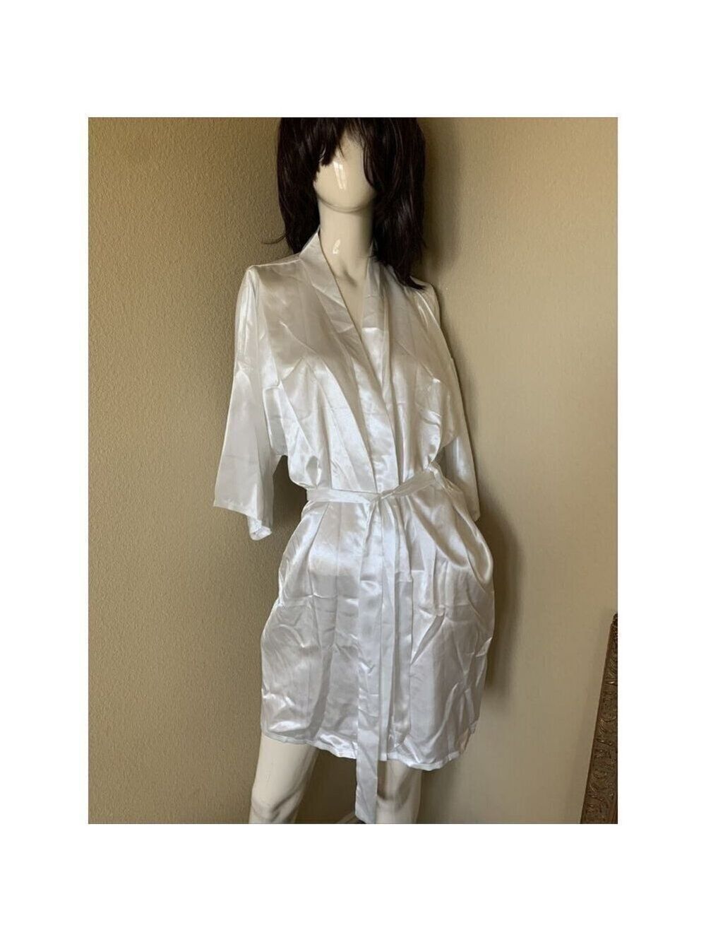 White Satin Bride Robe Kimono Size Small